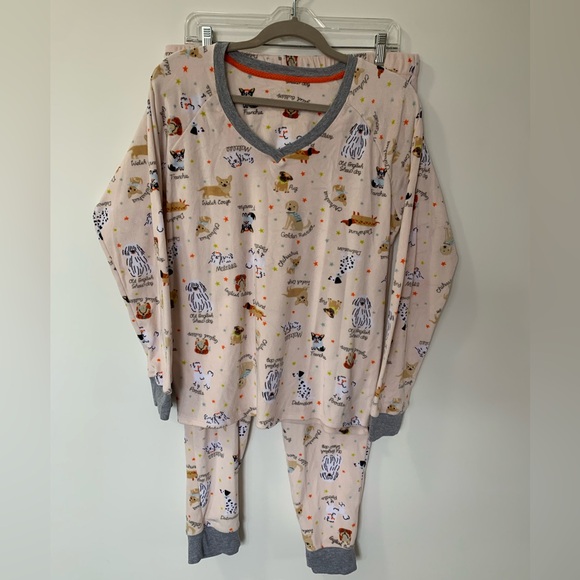 Cuddl Duds Velour Pajama Lounge Set Cozy Pink Dog Print - Picture 3 of 11